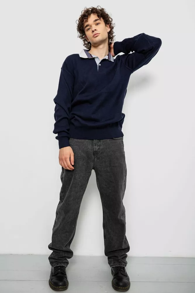 Купить Свитер-обманка мужской, цвет темно-синий, 161R924 - Фото №2