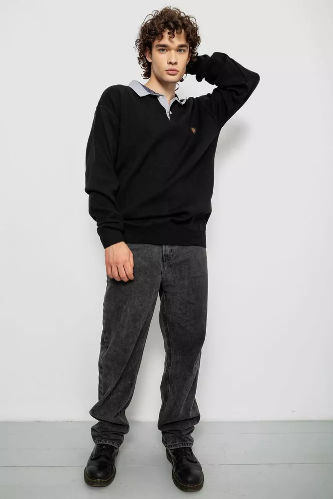 Купить Свитер-обманка мужской, цвет черный, 161R924 - Фото №2