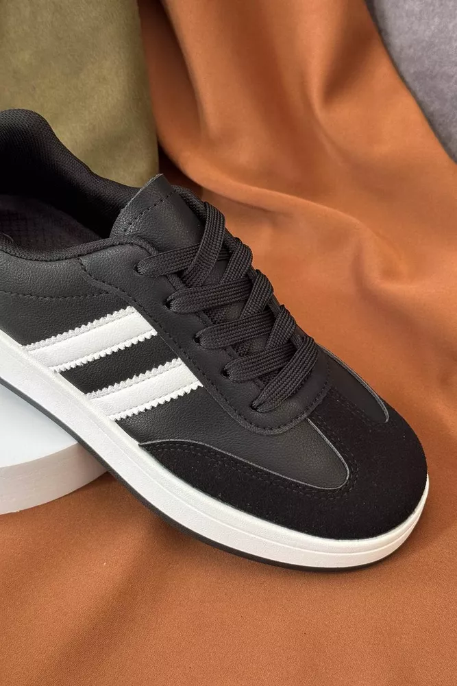 Купить Кроссовки женские экокожа, цвет черно-белый, 248RJH700-6 оптом - Фото №2