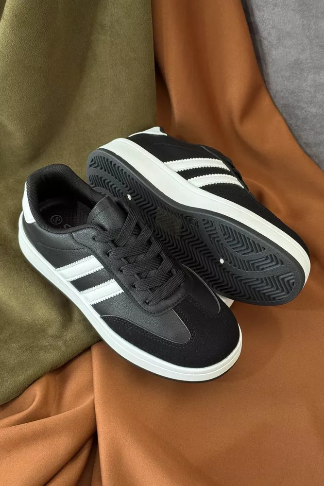 Купить Кроссовки женские экокожа, цвет черно-белый, 248RJH700-6 оптом - Фото №3