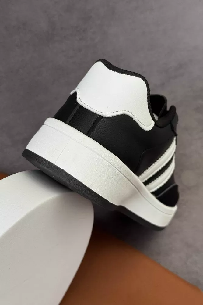 Купить Кроссовки женские экокожа, цвет черно-белый, 248RJH700-6 оптом - Фото №4