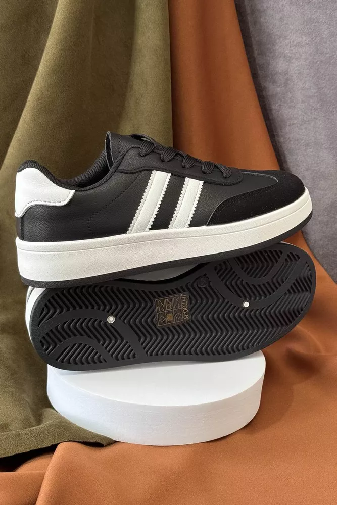 Купить Кроссовки женские экокожа, цвет черно-белый, 248RJH700-6 оптом - Фото №5