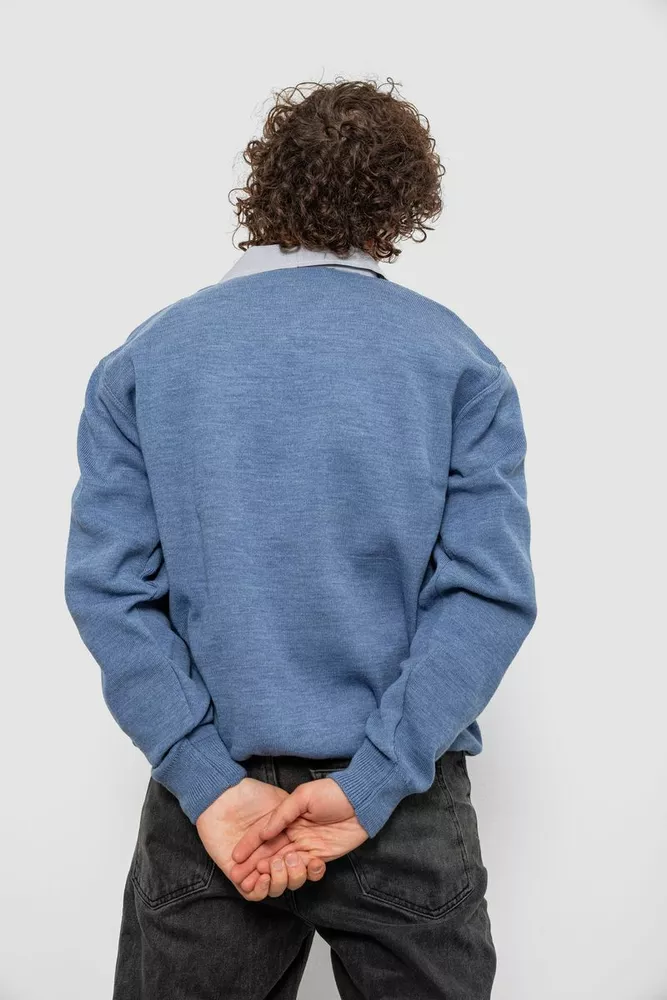 Купить Свитер-обманка мужской, цвет джинс, 161R924 - Фото №4