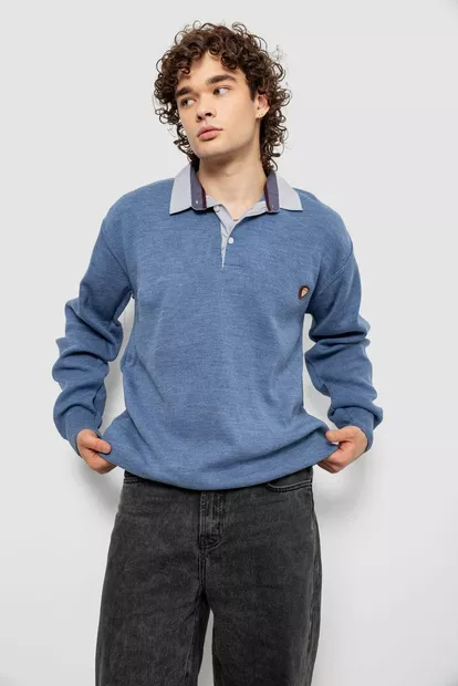 Свитер-обманка мужской, цвет джинс, 161R924
