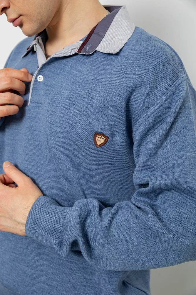 Купить Свитер-обманка мужской, цвет джинс, 161R924 - Фото №6