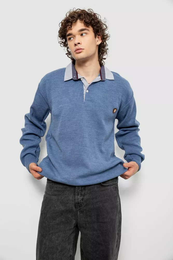Купить Свитер-обманка мужской, цвет джинс, 161R924 - Фото №1