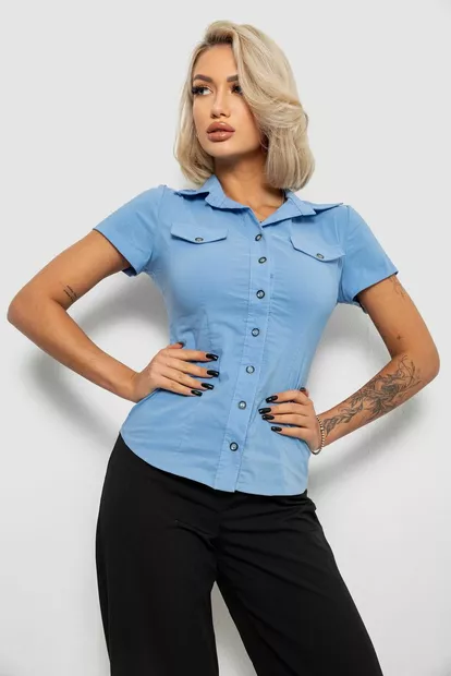 Сорочка жіноча однотонна, колір джинс, 230R068-1