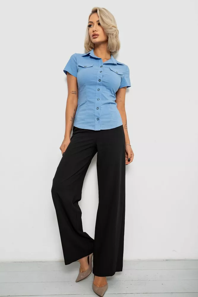 Купить Рубашка женская однотонная, цвет джинс, 230R068-1 - Фото №2