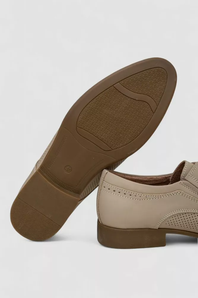 Купить Туфли мужские с перфорацией, цвет темно-бежевый, 243RC1593 - Фото №5