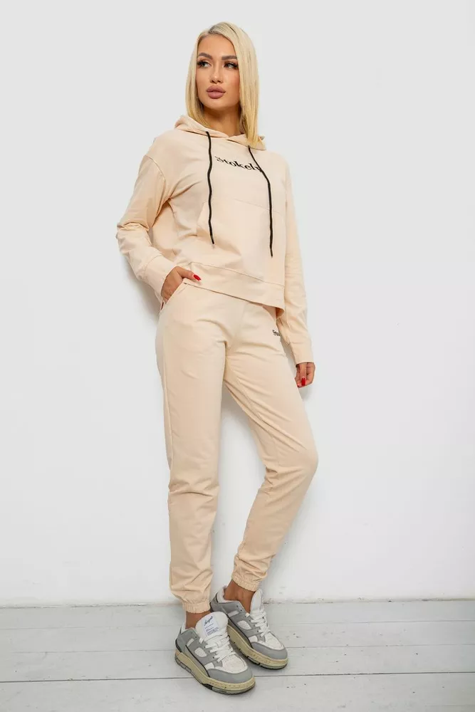 Купити Спортивний костюм жіночий двонитка, колір бежевий, 214R1419-006 - Фото №3