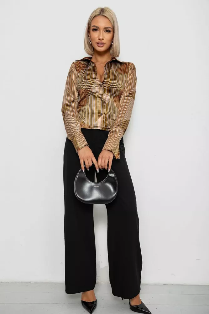 Купить Рубашка классическая в полоску, цвет бежевый, 230R642 оптом - Фото №2