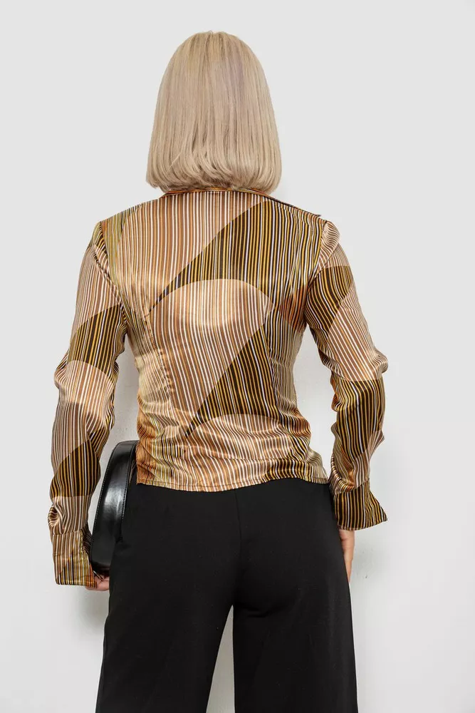 Купить Рубашка классическая в полоску, цвет бежевый, 230R642 оптом - Фото №4