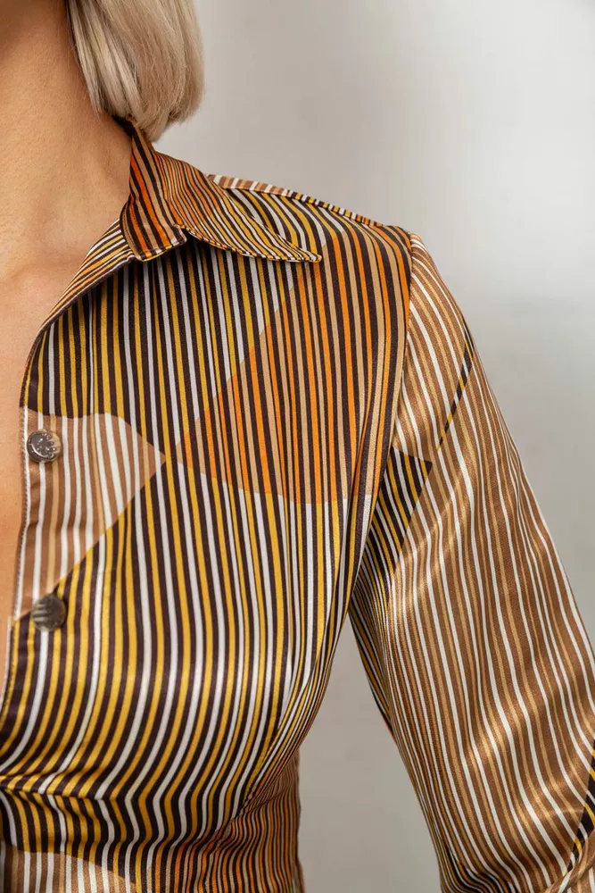 Купить Рубашка классическая в полоску, цвет бежевый, 230R642 оптом - Фото №5