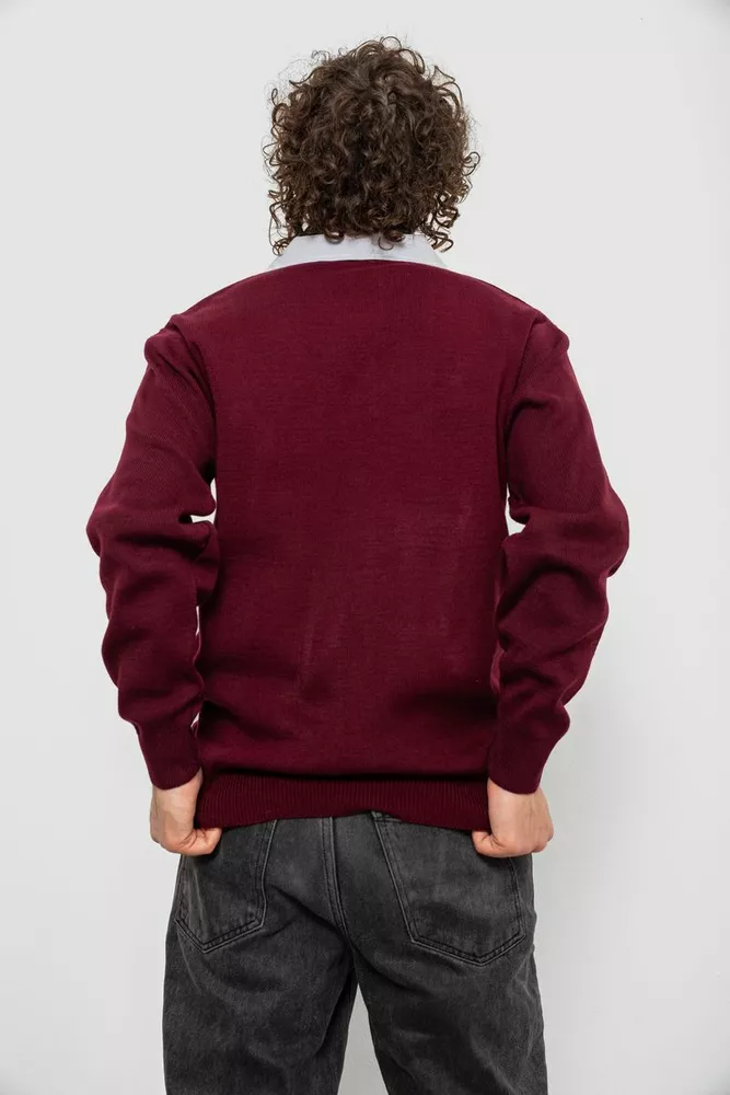 Купить Свитер-обманка мужской, цвет бордовый, 161R924 - Фото №4