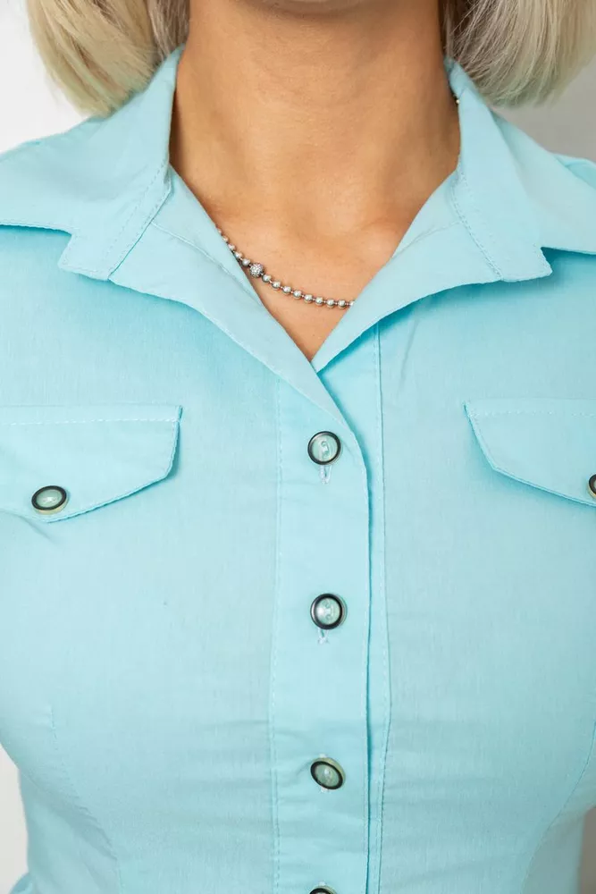 Купити Сорочка жіноча однотонна, колір блакитний, 230R068-1 - Фото №5