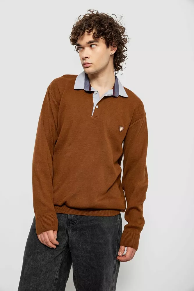Купить Свитер-обманка мужской, цвет коричневый, 161R924 - Фото №1