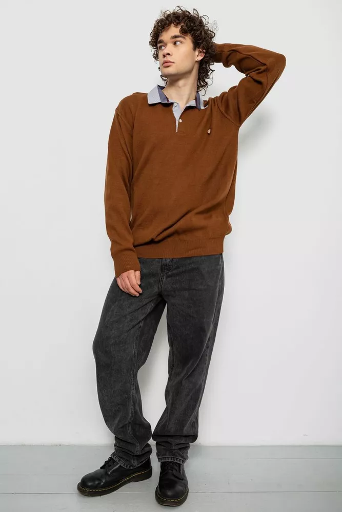 Купить Свитер-обманка мужской, цвет коричневый, 161R924 - Фото №2