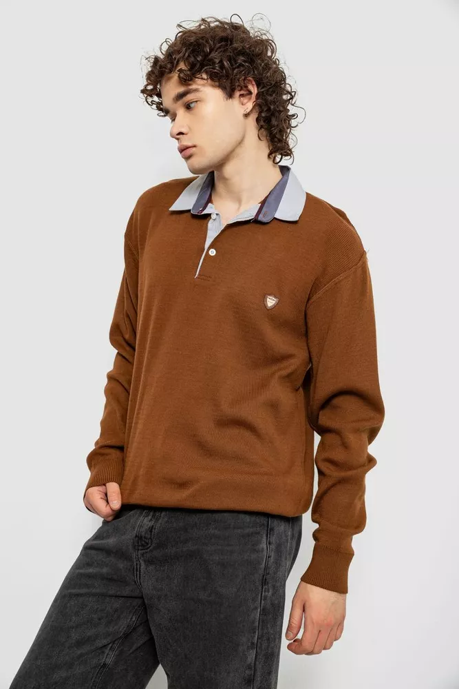 Купить Свитер-обманка мужской, цвет коричневый, 161R924 - Фото №3