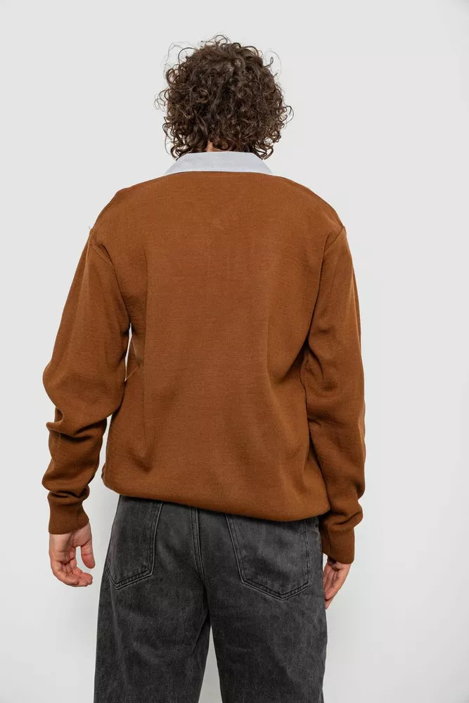 Купить Свитер-обманка мужской, цвет коричневый, 161R924 - Фото №4