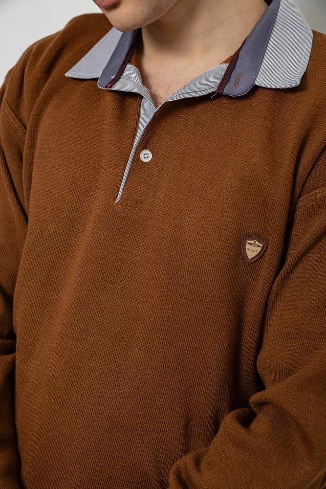 Купить Свитер-обманка мужской, цвет коричневый, 161R924 - Фото №6