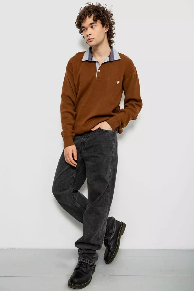 Купить Свитер-обманка мужской, цвет коричневый, 161R924 - Фото №7