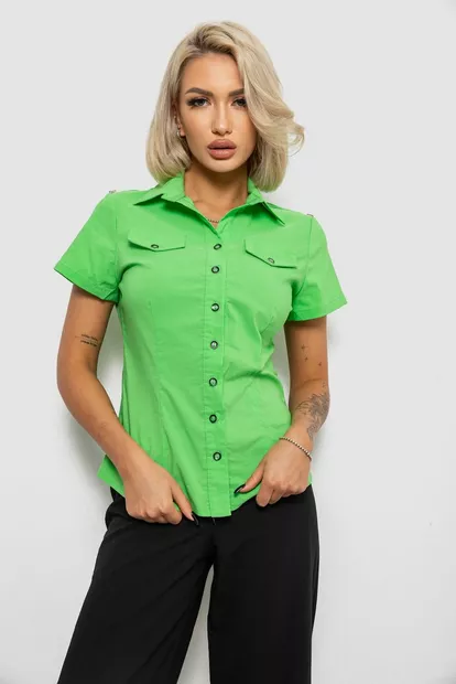 Рубашка женская однотонная, цвет салатовый, 230R068-1