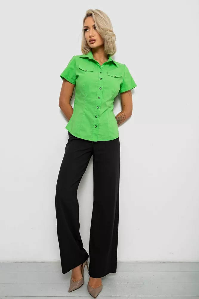 Купить Рубашка женская однотонная, цвет салатовый, 230R068-1 оптом - Фото №2