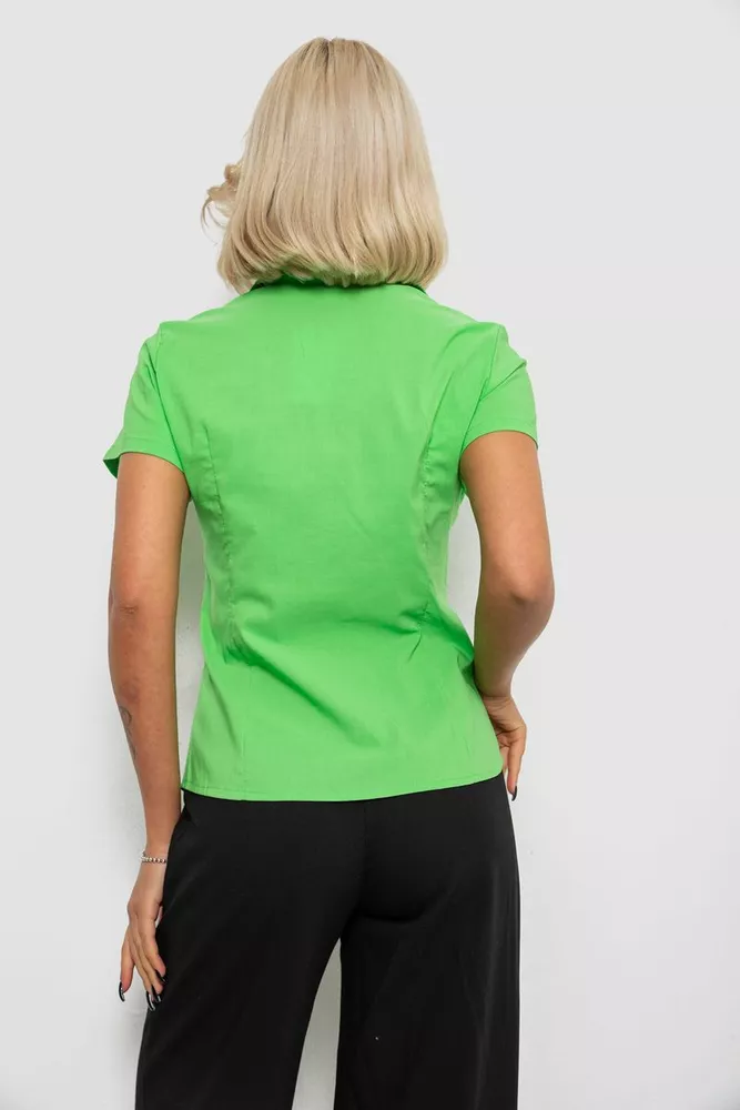 Купить Рубашка женская однотонная, цвет салатовый, 230R068-1 оптом - Фото №4