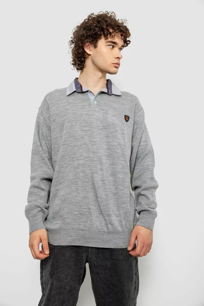Купить Свитер-обманка мужской, цвет серый, 161R924 - Фото №2