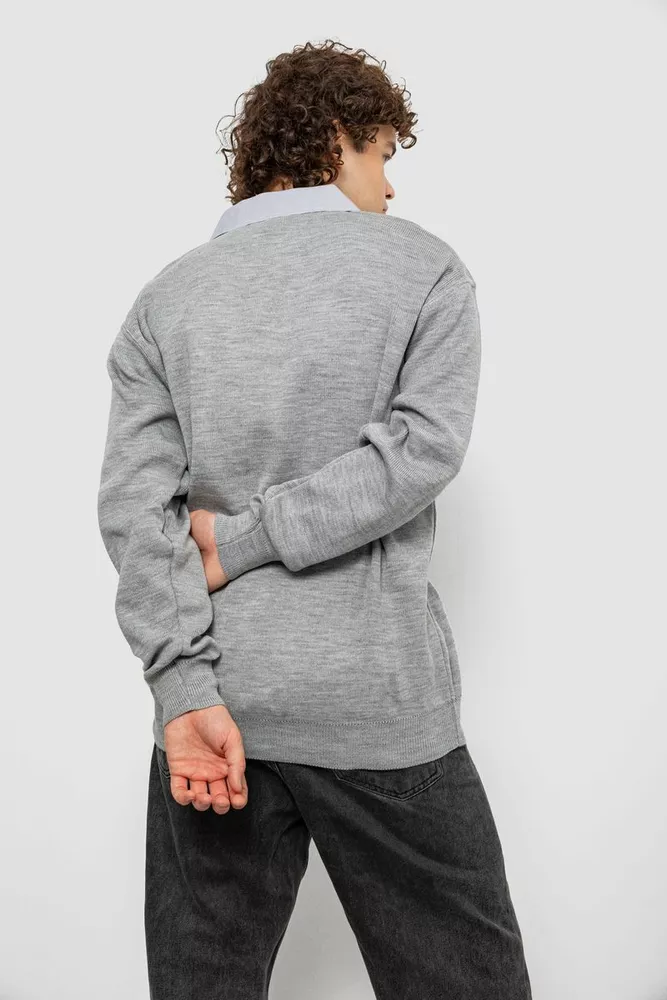 Купить Свитер-обманка мужской, цвет серый, 161R924 - Фото №6