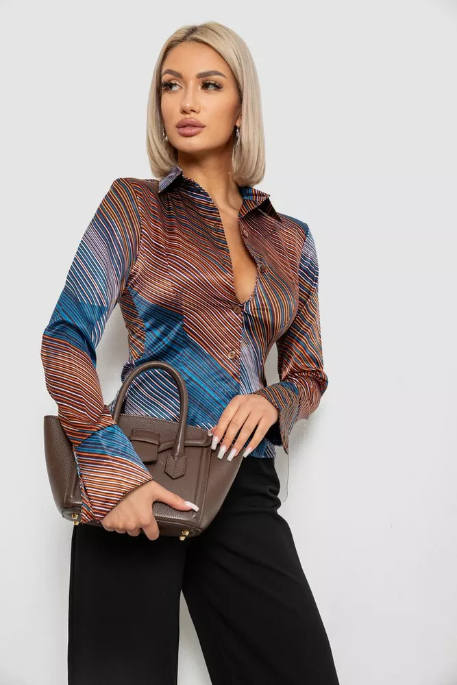 Купить Рубашка классическая в полоску, цвет синий, 230R642 оптом - Фото №1