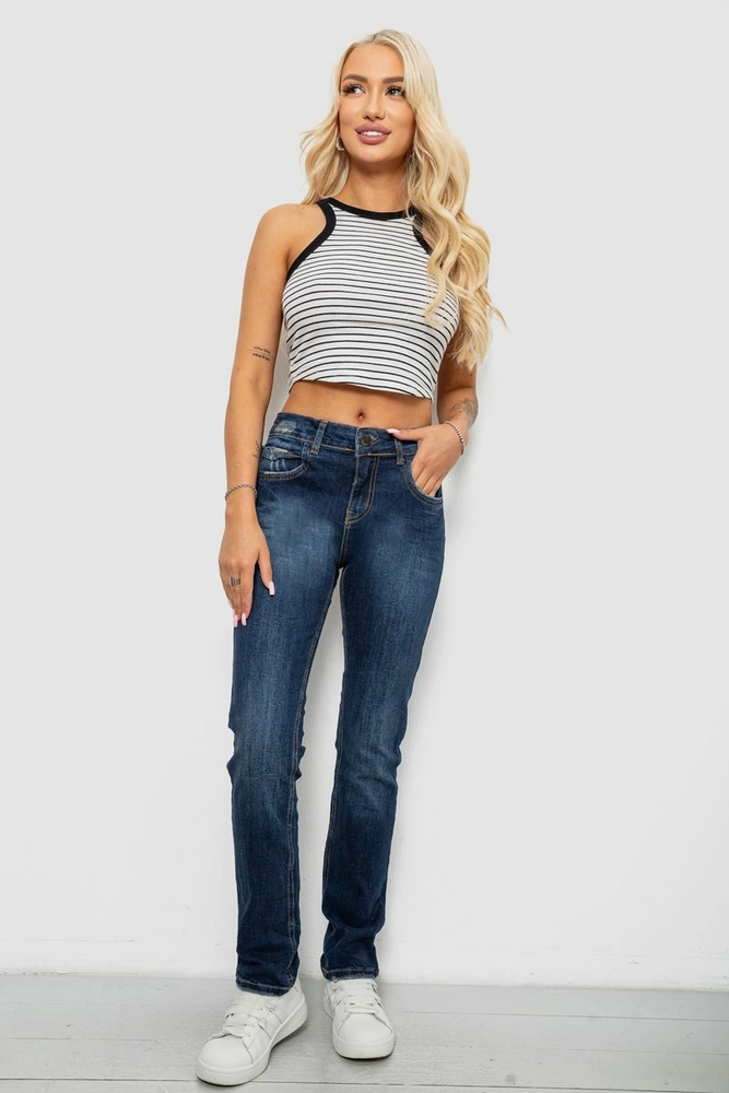 Купить Джинсы женские однотонные Straight fit, цвет синий, 244R11489 - Фото №2