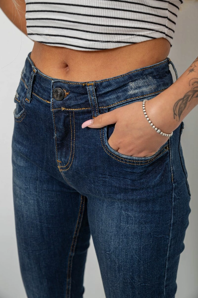 Купить Джинсы женские однотонные Straight fit, цвет синий, 244R11489 - Фото №5