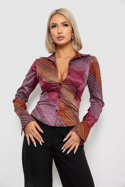 Рубашка классическая в полоску, цвет сиреневый, 230R642