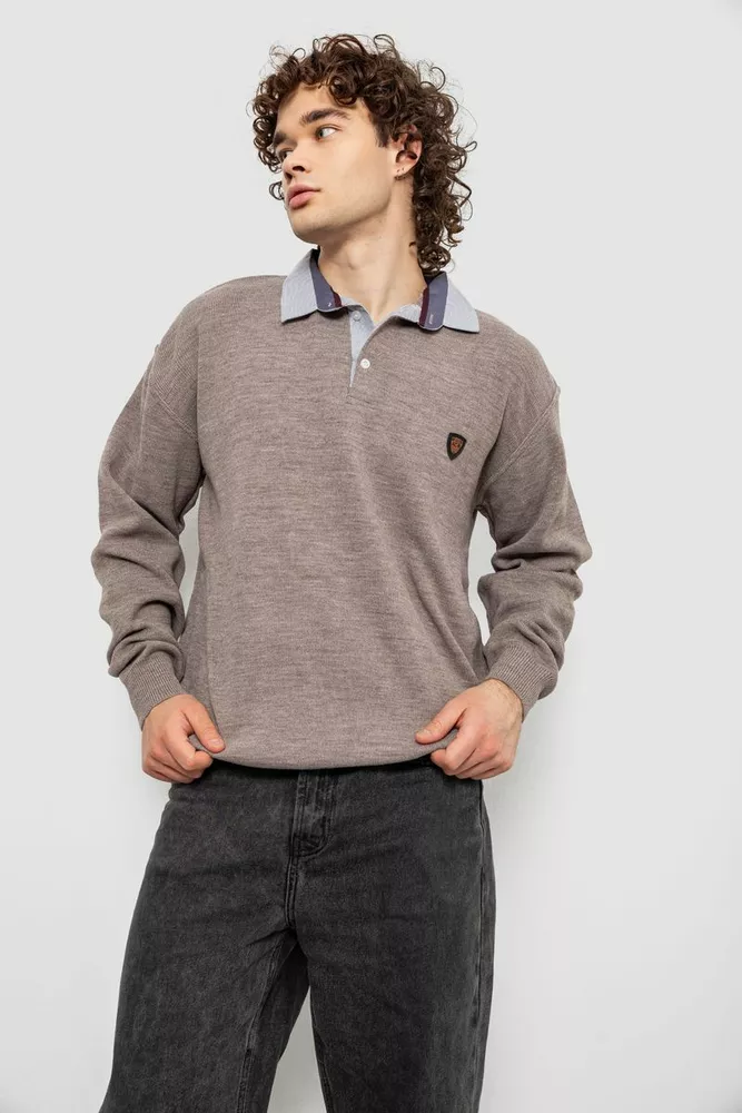 Купить Свитер-обманка мужской, цвет мокко, 161R924 - Фото №3