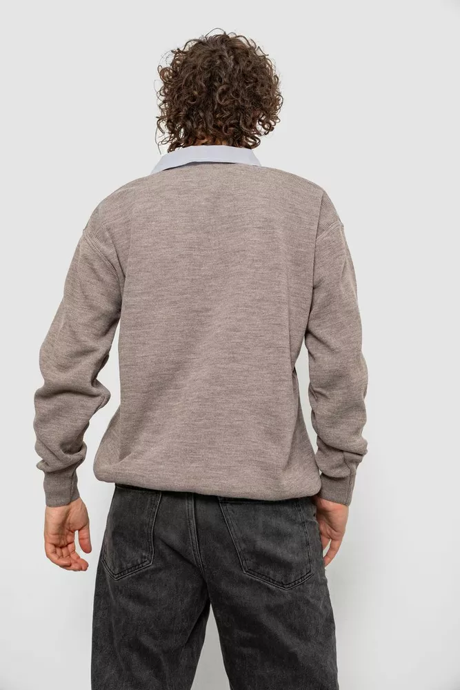 Купить Свитер-обманка мужской, цвет мокко, 161R924 - Фото №4