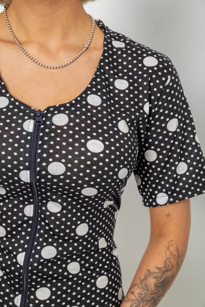 Купить Халат женский на молнии в горох, цвет черный, 257R1030-5 - Фото №5