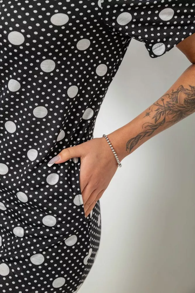 Купить Халат женский на молнии в горох, цвет черный, 257R1030-5 - Фото №6