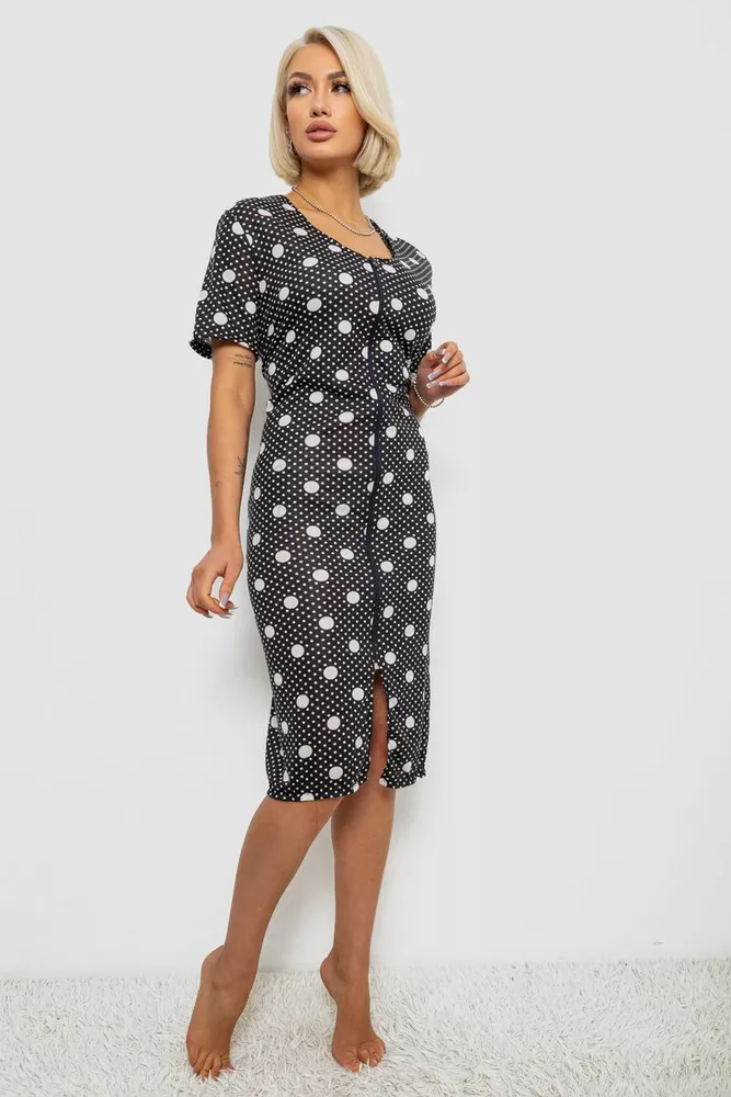 Купить Халат женский на молнии в горох, цвет черный, 257R1030-5 - Фото №3