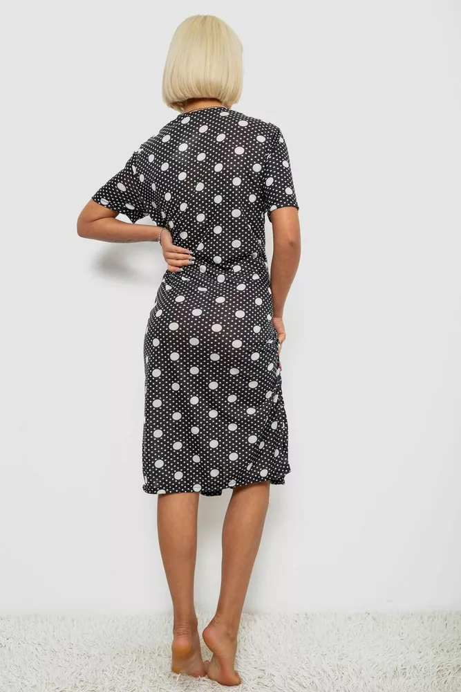 Купить Халат женский на молнии в горох, цвет черный, 257R1030-5 - Фото №4