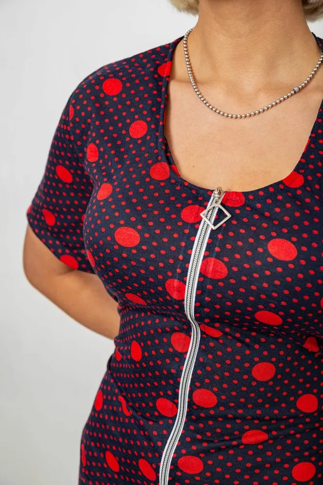 Купить Халат женский на молнии в горох, цвет сине-красный, 257R1030-5 - Фото №5