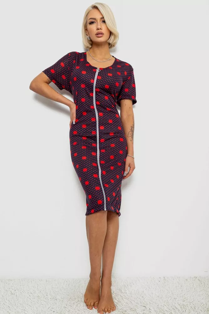 Купить Халат женский на молнии в горох, цвет сине-красный, 257R1030-5 - Фото №1