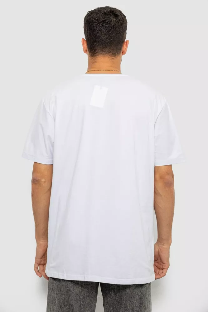 Купить Футболка мужская однотонная с принтом, цвет белый, 244R1902 - Фото №4