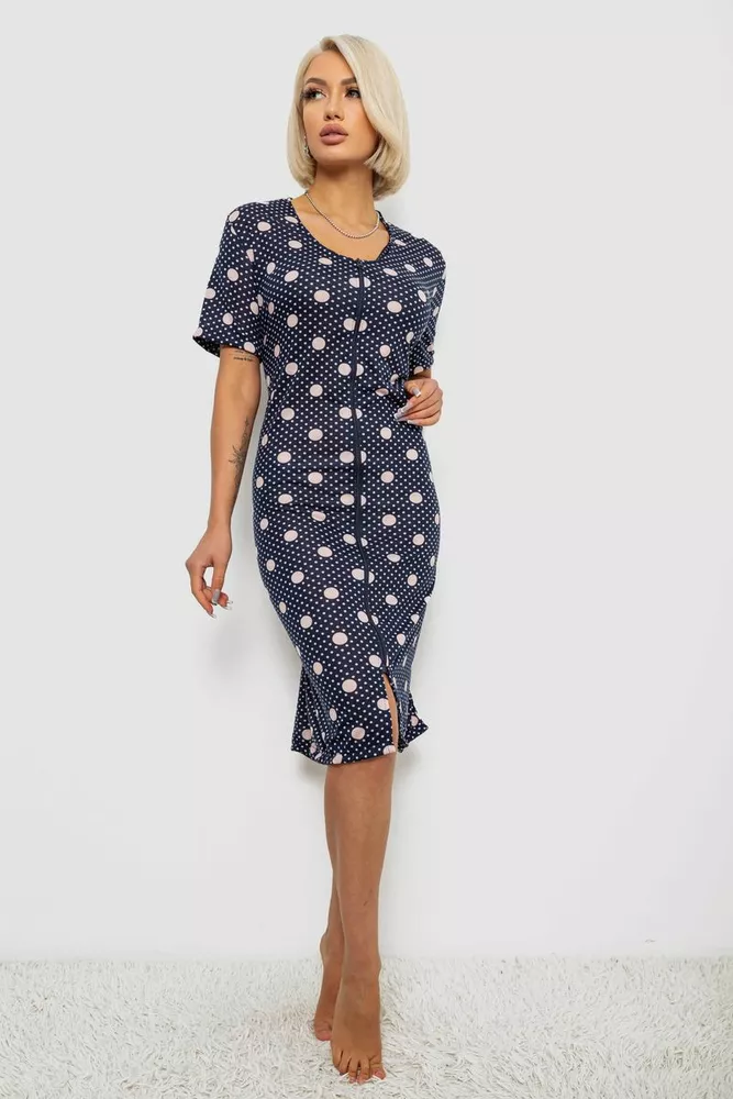 Купить Халат женский на молнии в горох, цвет синий, 257R1030-5 - Фото №1