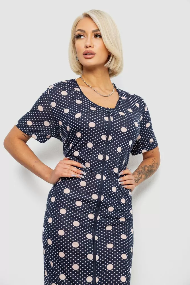 Купить Халат женский на молнии в горох, цвет синий, 257R1030-5 - Фото №2