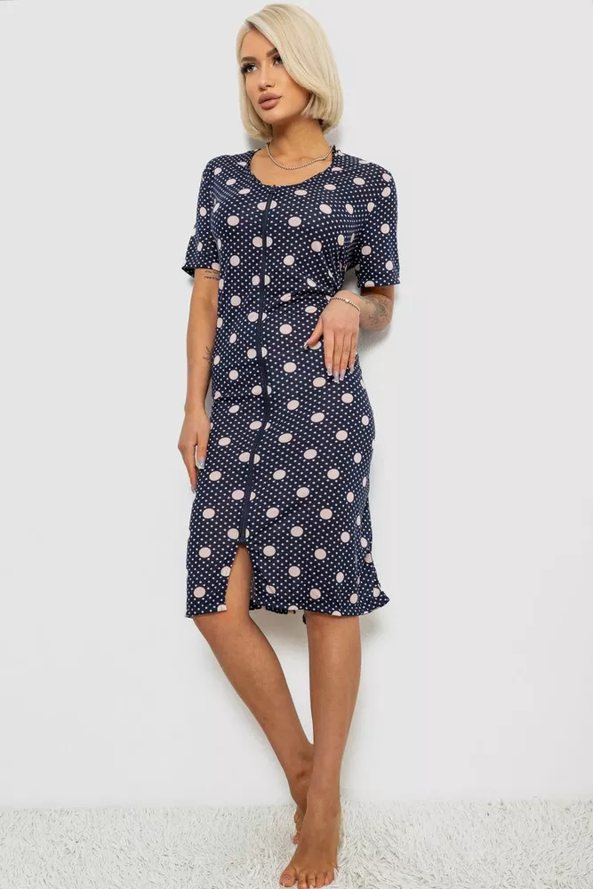 Купить Халат женский на молнии в горох, цвет синий, 257R1030-5 - Фото №3