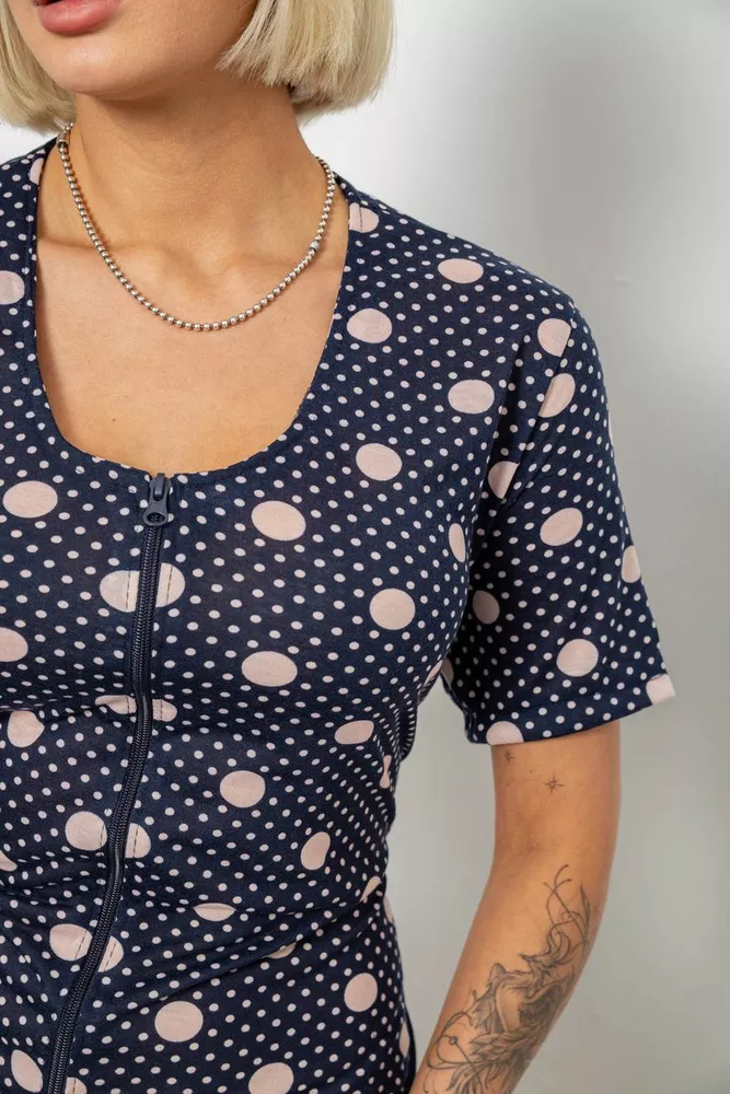 Купить Халат женский на молнии в горох, цвет синий, 257R1030-5 - Фото №5