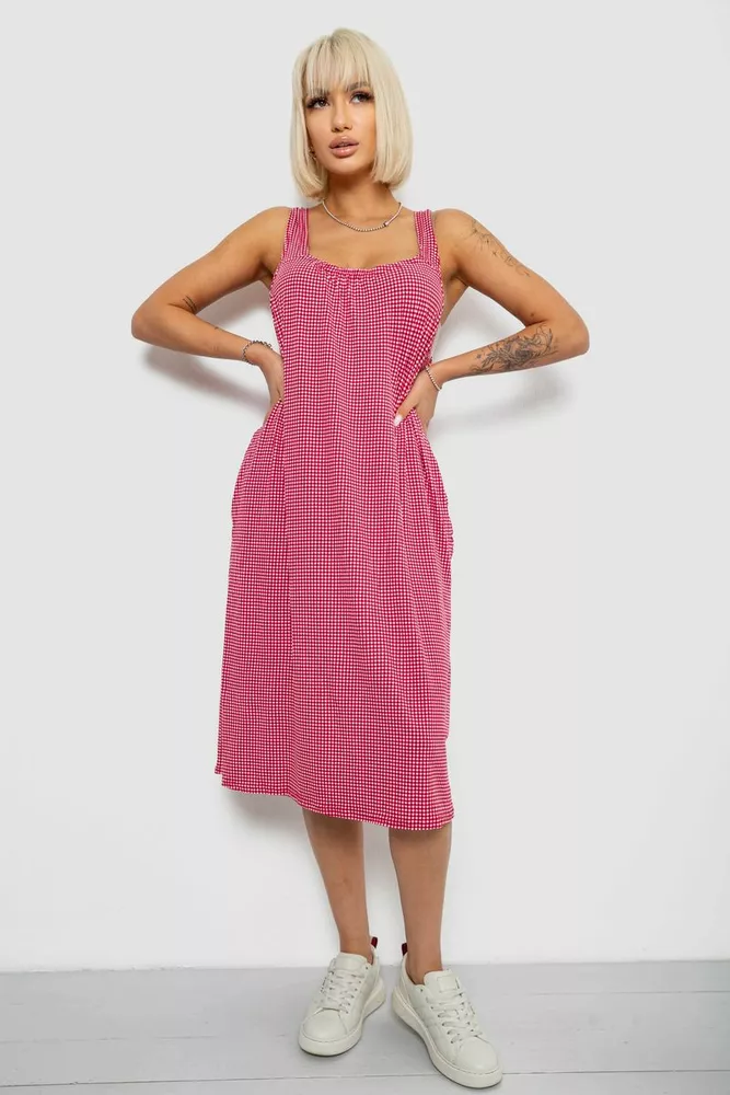 Купить Сарафан женский в клетку, цвет коралловый, 257R733-2 - Фото №1