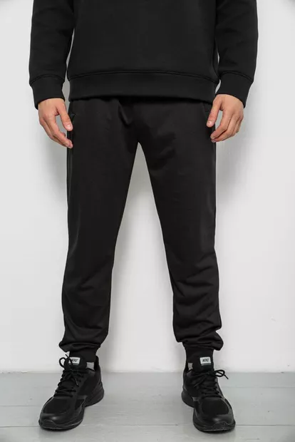 Спортивні штани чоловічі однотонні, колір чорний, 244R41608