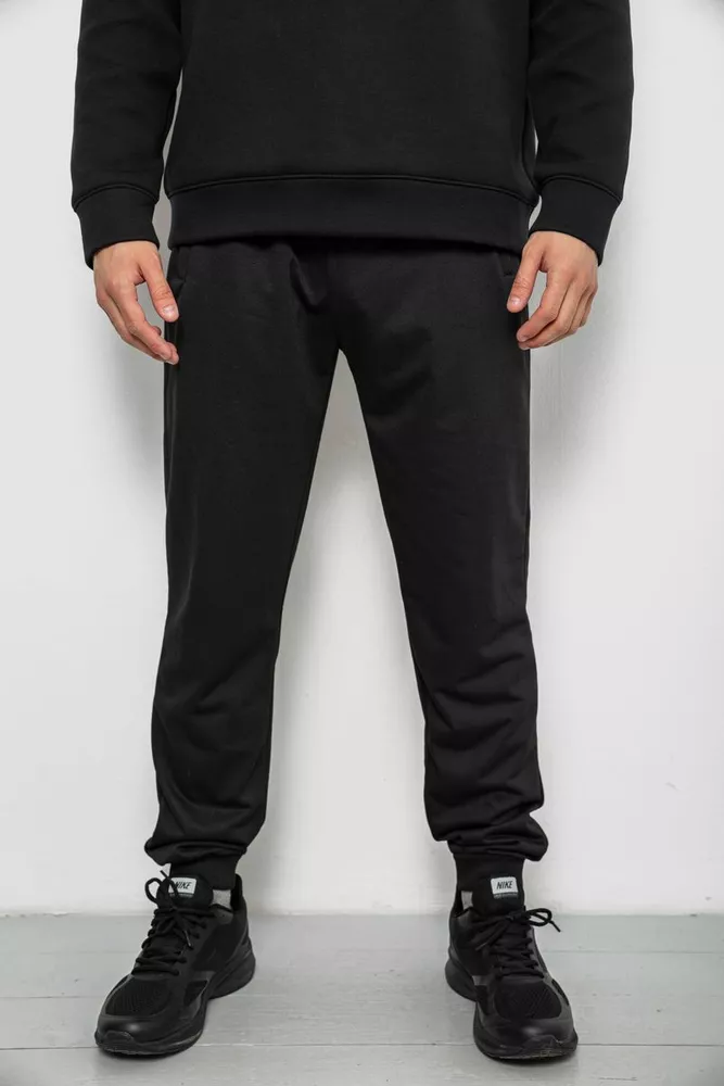 Купить Спортивные штаны мужские однотонные, цвет черный, 244R41608 - Фото №1